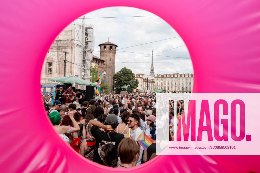 IPA85406634 - Turin. PRIDE 2026 more than 150,000 people parade through the streets of the city center. Pictured: images from Pride
