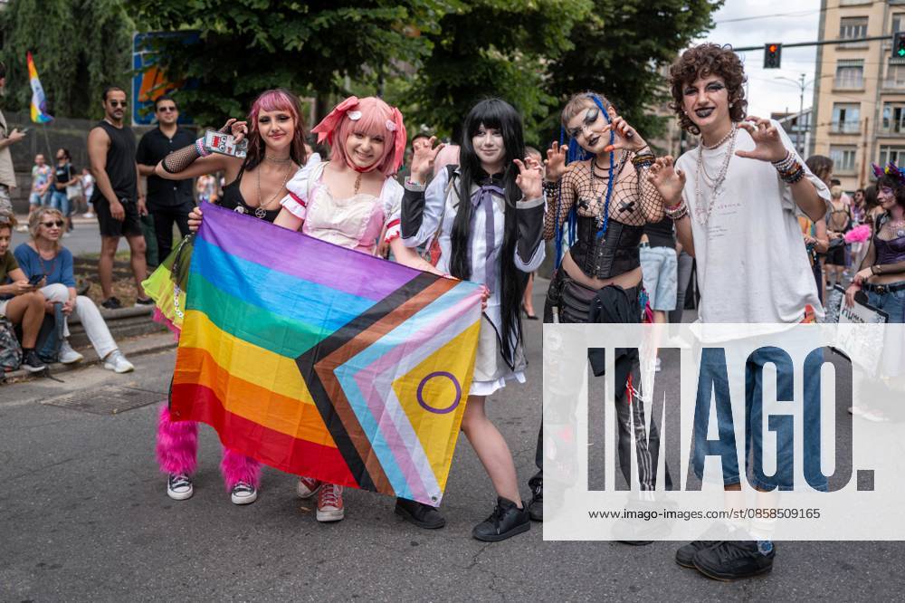 IPA85406665 - Turin. PRIDE 2026 more than 150,000 people parade through the streets of the city center. Pictured: images from Pride