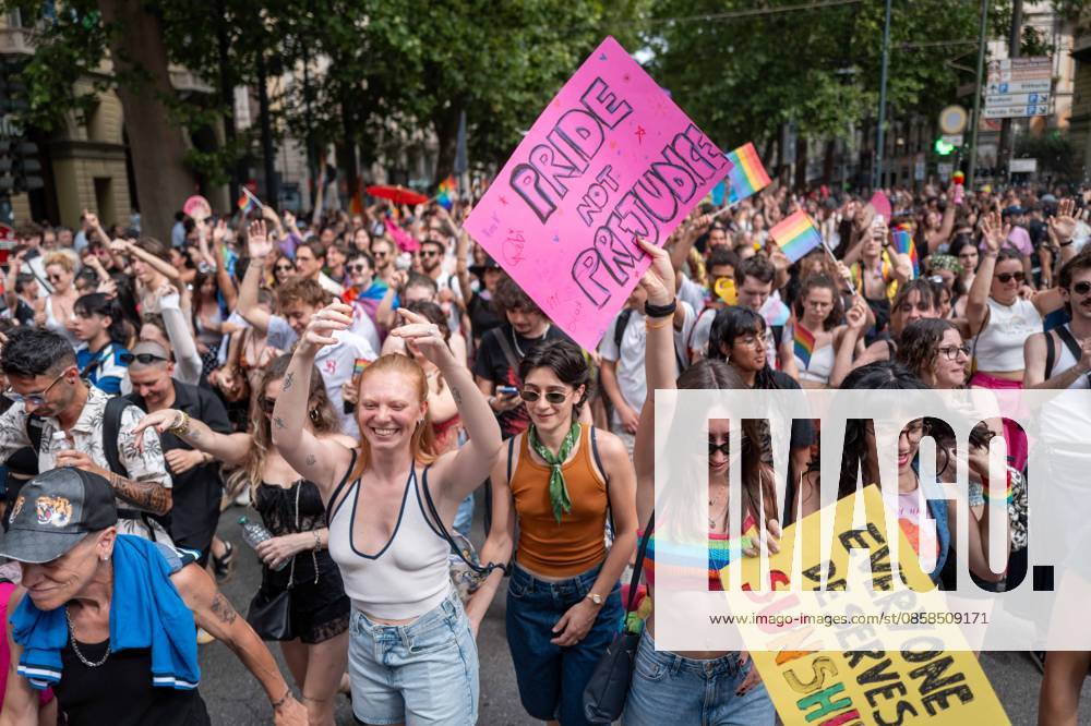 IPA85406763 - Turin. PRIDE 2026 more than 150,000 people parade through the streets of the city center. Pictured: images from Pride