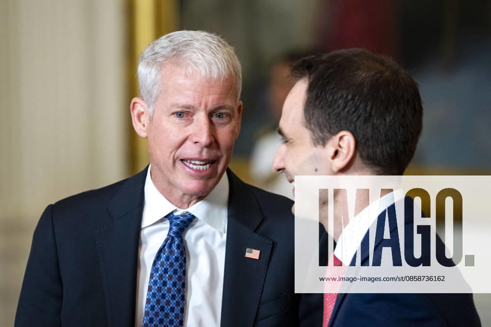 Secretary of Energy Chris Wright speaks with Director of the White House Office of Science and Technology Policy Michael Kratsios before an event honoring the winners of the Presidential AI Regional Challenge in the East Room of the White House in Washington, DC on Tuesday, June 9, 2026. The challenge recognizes both student and educator teams who designed AI-based solutions for community challenges. WAP20260609374 BONNIExCASH
