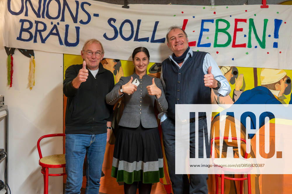 Muenchen, Haidhausen, die Initiatoren der Buergerinitiative Rettet den Unionsbraeu, v. l. Ruppert Pfliegel, Hatun Tolun, Markus Wagner