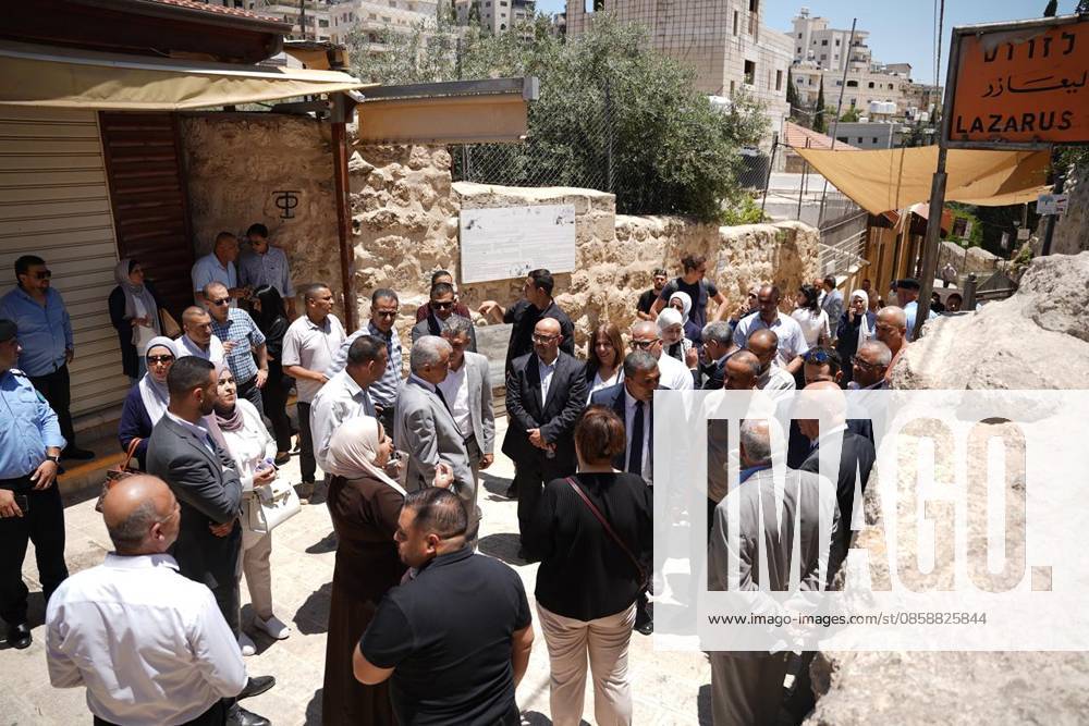 Diplomats visit Khan al-Ahmar amid concerns over displacement Arab and foreign ambassadors and consuls accredited to the State of Palestine, accompanied by Palestinian ministers, visit the village of Khan al-Ahmar, east of Jerusalem, on June 10, 2026, during a field tour organized by the Palestinian government to assess the conditions of residents facing the threat of displacement. Photo by Prime Minister Office apaimages Ramallah West Bank Palestinian Territory 100626_Jerusalem_PMO_00(7).jpeg
