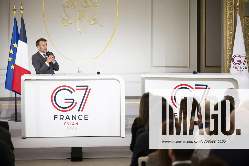 Emmanuel Macron at a meeting with the G7 Engament Groups - Paris French President Emmanuel Macron look and gestures during a meeting with the G7 Engament Groups at the Elysee Palace, French Presidential Palace, in Paris, on June 10, 2026. Photo by Eliot Blondet ABACAPRESS.COM Paris France France