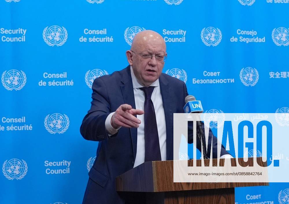 Ambassador Nebenzia addresses the press at the UN Security Council media stakeout NEW YORK, UNITED STATES - JUNE 10: Ambassador Vassily Nebenzia, Permanent Representative of the Russian Federation to the United Nations, holds a press briefing at the UN Security Council Media Stakeout at the UN Headquarters on June 10, 2026, in New York City, U.S. Selcuk Acar Anadolu New York United States. Editorial use only. Please get in touch for any other usage.