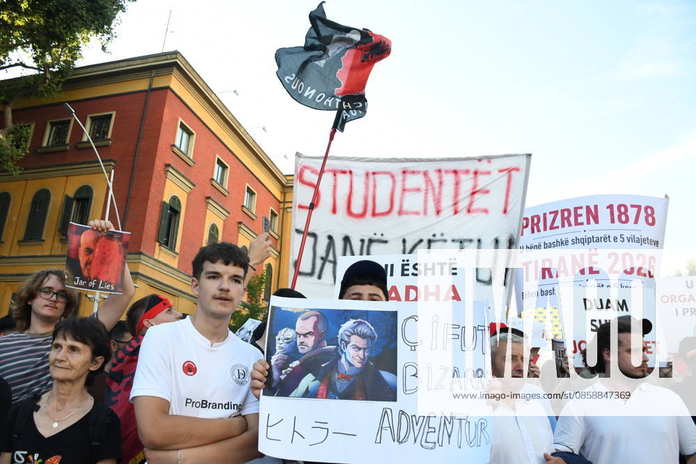 Protests against the Vlora tourism project continue in Albania TIRANA, ALBANIA - JUNE 10: People stage a protest against a planned tourism project in the Zvernec area of Avlonya (Vlora) as they gather at Skanderbeg Square in Tirana, Albania on June 10, 2026. Olsi Shehu Anadolu Tirana Albania. Editorial use only. Please get in touch for any other usage.