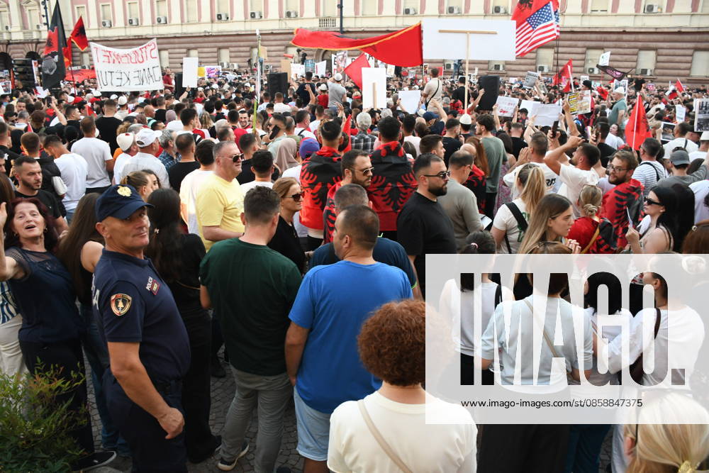 Protests against the Vlora tourism project continue in Albania TIRANA, ALBANIA - JUNE 10: People stage a protest against a planned tourism project in the Zvernec area of Avlonya (Vlora) as they gather at Skanderbeg Square in Tirana, Albania on June 10, 2026. Olsi Shehu Anadolu Tirana Albania. Editorial use only. Please get in touch for any other usage.