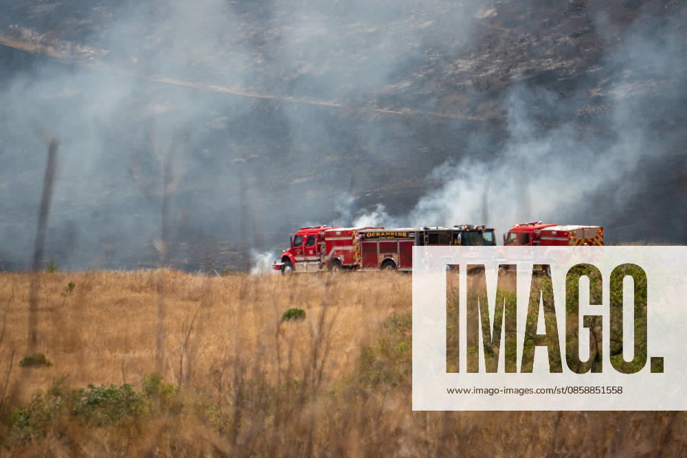 Fire crews battle the November Fire off Foussat Rd. in Oceanside, California, on June 10, 2026. Multiple resources were called to subdue the nearly 850 acre fire that borders Camp Pendleton and the Whelan Lake Audubon Society Preserve. Oceanside USA - ZUMAg219 20260610_znp_g219_004