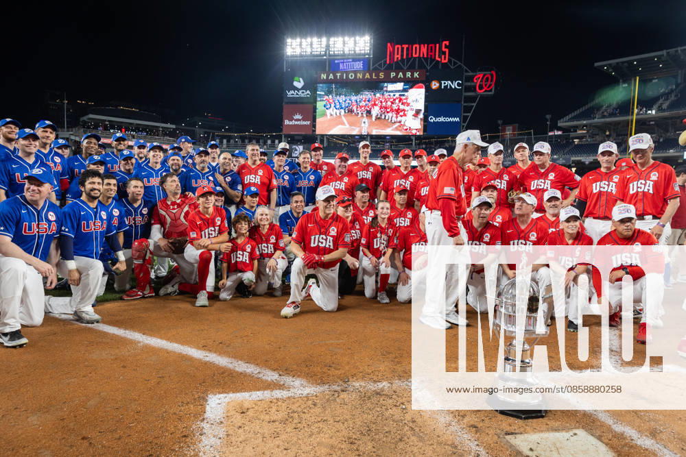 Congressional Baseball Game in Washington, DC WASHINGTON, DC, UNITED STATES - JUNE 10: Both teams pose for photos following the Congressional Baseball Game at Nationals Park in Washington, DC, United States, on June 10, 2026. Nathan Posner Anadolu Washington, DC United States. Editorial use only. Please get in touch for any other usage.