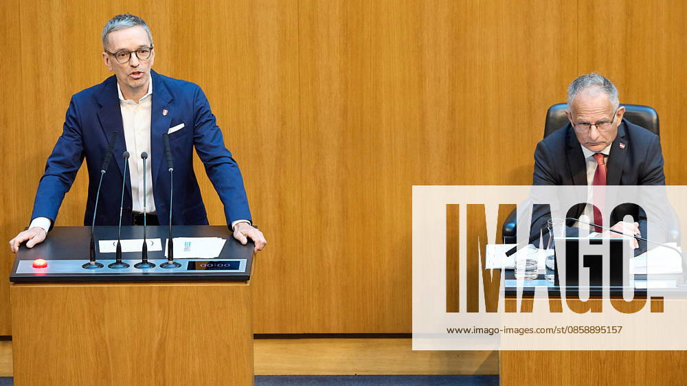 - Wien 11.06.2026 - Debatte Budget Österreichisches Parlament - Der Nationalrat trat heute im Hohen Haus zu einer regluären Nationalratssitzung zusammen. Haupthema war die gestrige Budgetrede des Finanzministers und die Debatte darüber. PHOTO: Finanzminister Markus Marterbauer (SPÖ) auf der Regierungsbank. FPÖ-Bundesparteiobmann Herbert Kickl (L) am Rednerpult. Vienna (AUSTRIA) - Austrian Parliament National Council session - The National Council met today in Parliament for a regular National Council session. The topic of the plenary session was the Budget Speech by the Austrian Minister of Finance. Budget, Finanzen, Staatsfinanzen, Geld, Steuern, Ausgaben, Einnahmen, Regierung, echtes Dopelbudet 2027 28 , 2028, Schulden, Nationa