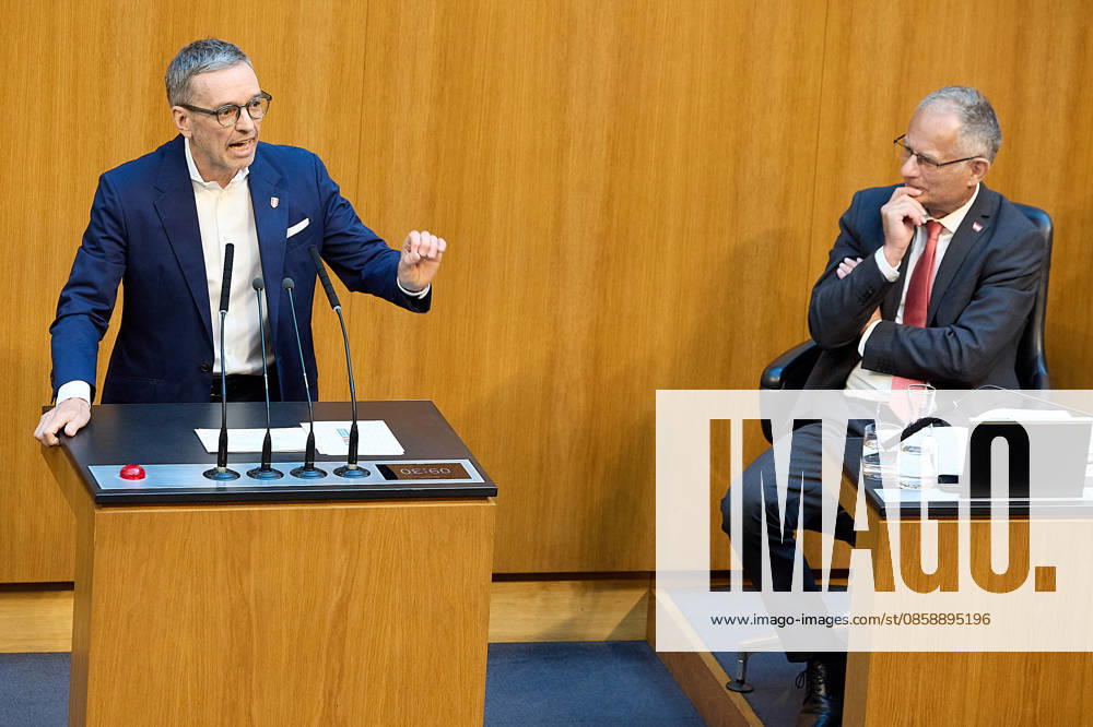 - Wien 11.06.2026 - Debatte Budget Österreichisches Parlament - Der Nationalrat trat heute im Hohen Haus zu einer regluären Nationalratssitzung zusammen. Haupthema war die gestrige Budgetrede des Finanzministers und die Debatte darüber. PHOTO: Finanzminister Markus Marterbauer (SPÖ) auf der Regierungsbank. FPÖ-Bundesparteiobmann Herbert Kickl (L) am Rednerpult. Vienna (AUSTRIA) - Austrian Parliament National Council session - The National Council met today in Parliament for a regular National Council session. The topic of the plenary session was the Budget Speech by the Austrian Minister of Finance. Budget, Finanzen, Staatsfinanzen, Geld, Steuern, Ausgaben, Einnahmen, Regierung, echtes Dopelbudet 2027 28 , 2028, Schulden, Nationa