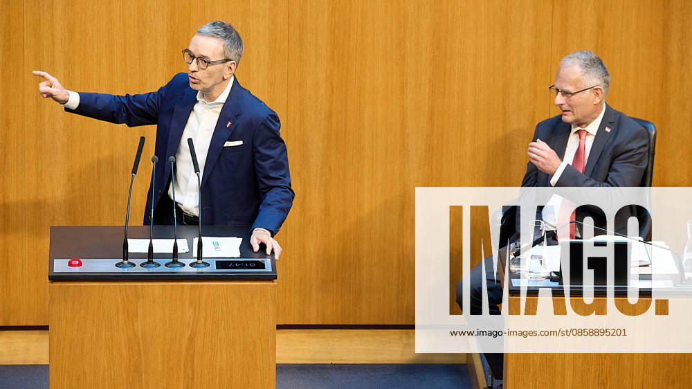 - Wien 11.06.2026 - Debatte Budget Österreichisches Parlament - Der Nationalrat trat heute im Hohen Haus zu einer regluären Nationalratssitzung zusammen. Haupthema war die gestrige Budgetrede des Finanzministers und die Debatte darüber. PHOTO: Finanzminister Markus Marterbauer (SPÖ) auf der Regierungsbank. FPÖ-Bundesparteiobmann Herbert Kickl (L) am Rednerpult. Vienna (AUSTRIA) - Austrian Parliament National Council session - The National Council met today in Parliament for a regular National Council session. The topic of the plenary session was the Budget Speech by the Austrian Minister of Finance. Budget, Finanzen, Staatsfinanzen, Geld, Steuern, Ausgaben, Einnahmen, Regierung, echtes Dopelbudet 2027 28 , 2028, Schulden, Nationa