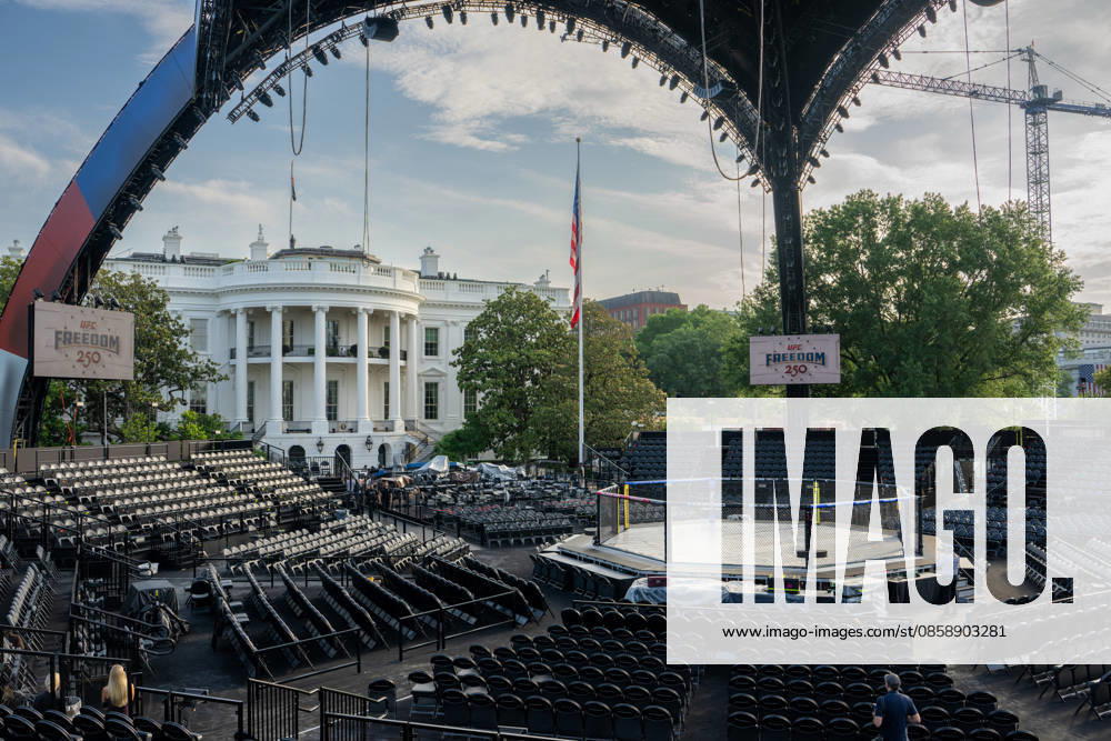 Scenes from the Ulitmate Fighting Championship (UFC) arena on the South Lawn of the White House on June 11, 2026. The UFC will host the Freedom 250 fights on President Trumpâ€⠢s birthday on June 14, 2026. Washington United States - ZUMAl312 20260611_znp_l312_007