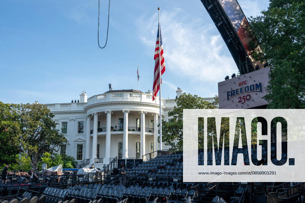 Scenes from the Ulitmate Fighting Championship (UFC) arena on the South Lawn of the White House on June 11, 2026. The UFC will host the Freedom 250 fights on President Trumpâ€⠢s birthday on June 14, 2026. Washington United States - ZUMAl312 20260611_znp_l312_012