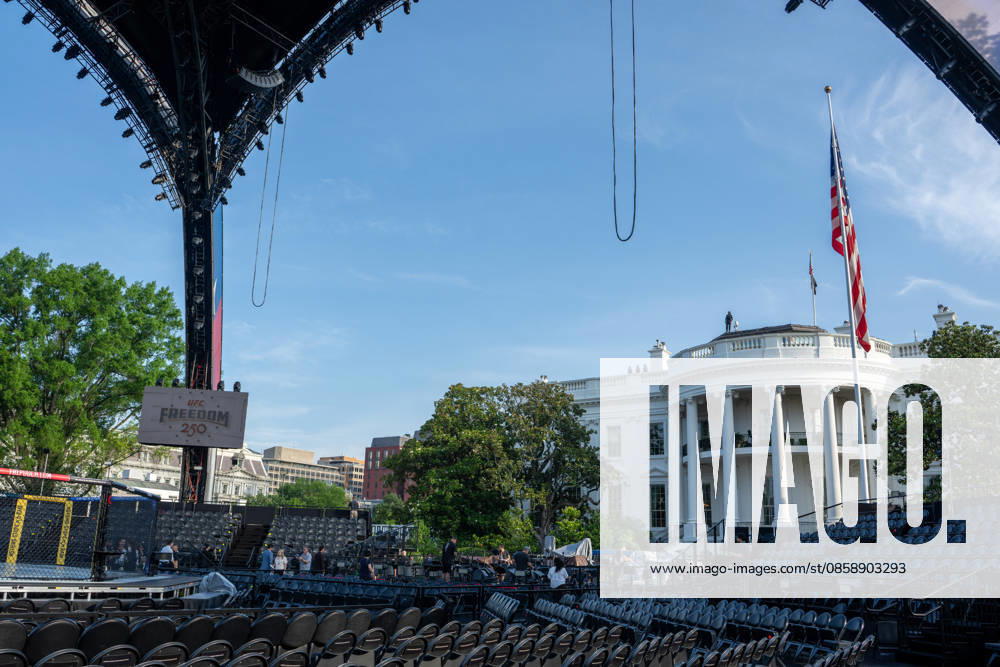 Scenes from the Ulitmate Fighting Championship (UFC) arena on the South Lawn of the White House on June 11, 2026. The UFC will host the Freedom 250 fights on President Trumpâ€⠢s birthday on June 14, 2026. Washington United States - ZUMAl312 20260611_znp_l312_013