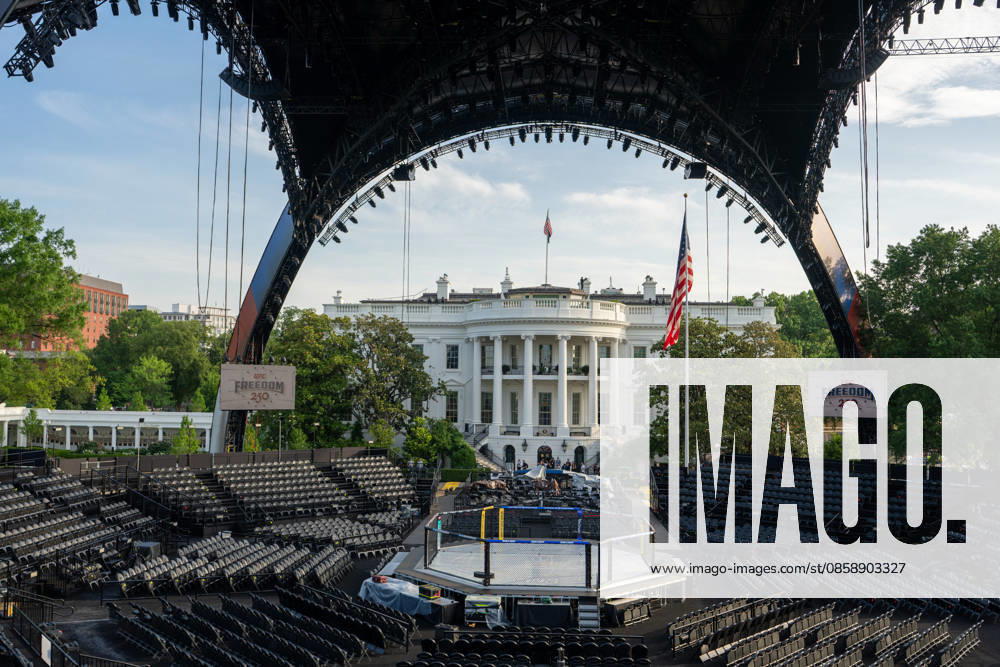 Scenes from the Ulitmate Fighting Championship (UFC) arena on the South Lawn of the White House on June 11, 2026. The UFC will host the Freedom 250 fights on President Trumpâ€⠢s birthday on June 14, 2026. Washington United States - ZUMAl312 20260611_znp_l312_005