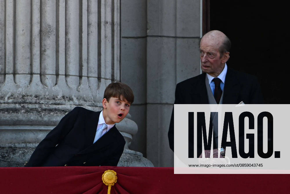 King Charles III and the Royal Family on balcony of Buckingham Palace LONDON, UNITED KINGDOM - JUNE 13: Prince Louis (L) and Prince Edward, Duke of Kent (R) greet people following the Trooping the Colour ceremony, held as part of the official birthday celebrations for the king, on the balcony of Buckingham Palace in London, United Kingdom on June 13, 2026. Rasid Necati Aslim Anadolu London United Kingdom. Editorial use only. Please get in touch for any other usage.