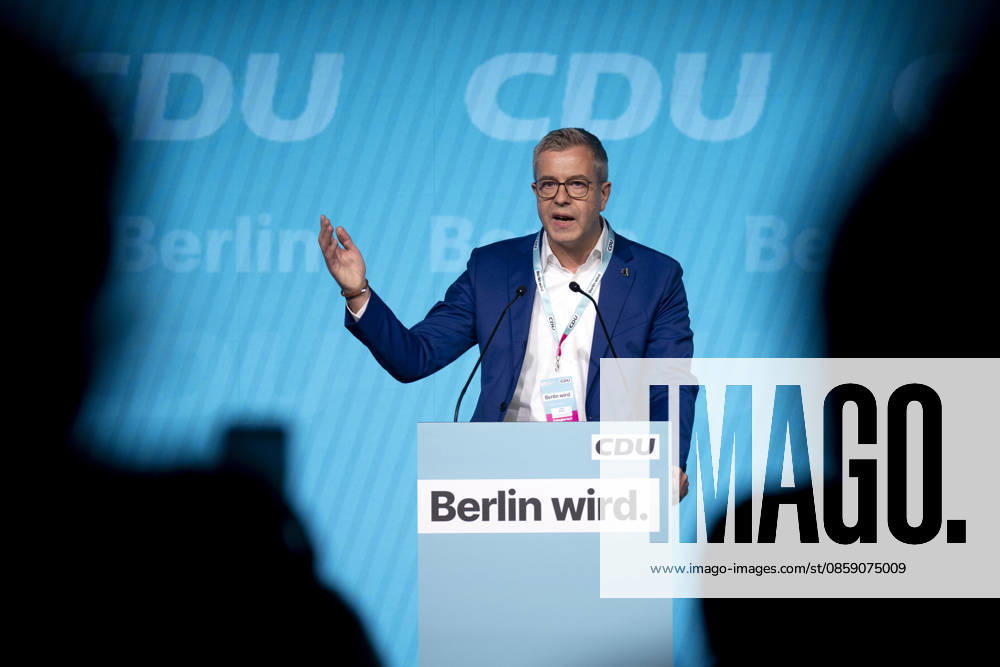 Stefan Evers, CDU Berlin DEU, Deutschland, Germany, Berlin, 09.06.2026 Rede von Stefan Evers , Senator für Finanzen in Berlin auf dem Parteitag der Berliner CDU unter dem Motto Berlin Wird mit der Wahl zum Spitzenkandidaten fuer die Abgeordnetenhauswahl am 20. September 2026 in Berlin Deutschland en: Stefan Evers, Senator for Finance in Berlin at the Berlin CDU party conference held under the motto Berlin Wird Berlin Is Becoming following his selection as the lead candidate for the 2026 Berlin House of Representatives election on September 20, 2026 in Berlin Germany