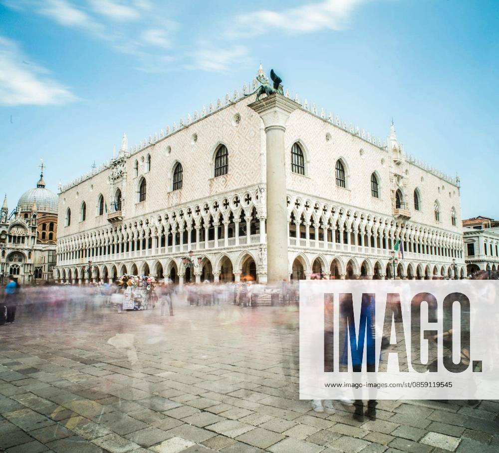Square San Marco in Venice. Motion blurred people on the square
