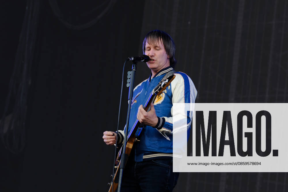Tim Wheeler, lead vocalist and guitarist with Northern Irish rock band Ash, performing live on stage at the Isle of Wight. The current line up consists of Tim Wheeler lead vocals, guitar, keyboard..Mark Hamilton bass synth and Rick McMurray drum, percussion Newport United Kingdom - ZUMAs197 20260619_aab_s197_018