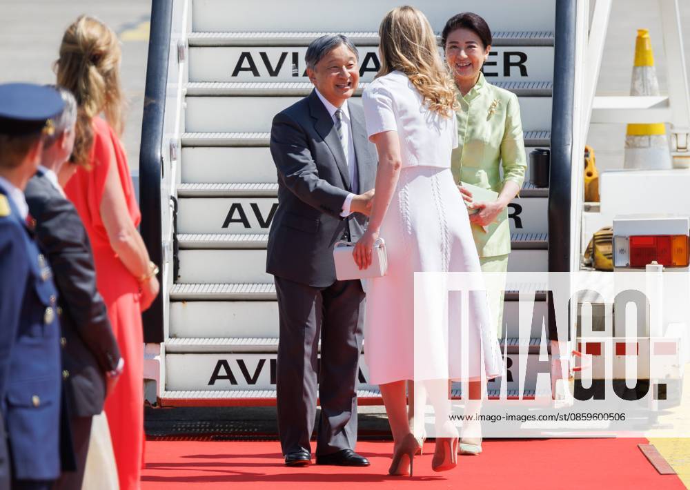 Japanese Emperor Naruhito, Crown Princess Elisabeth and Japanese Empress Masako pictured during the arrival at Melsbroek military airport for an official state visit of the Japanese Emperor and Empress to Belgium, on Saturday 20 June 2026, in Brussels. The Emperor and Empress of Japan visit Belgium from June 20-25. BENOITxDOPPAGNE 178447518