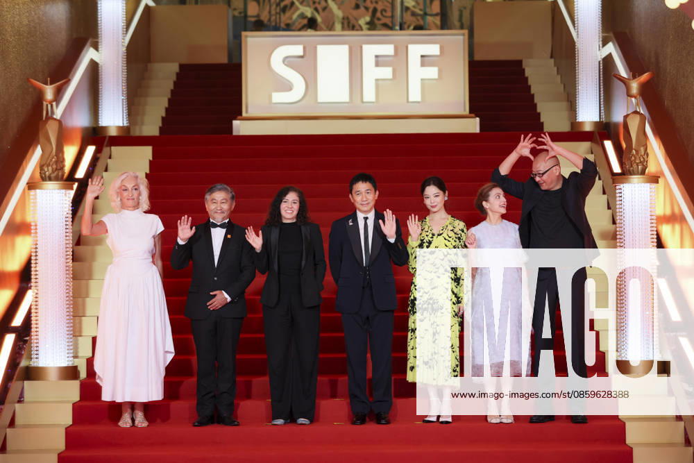 Jury members actor Tony Leung Chiu-wai, producer Dora Bouchoucha Fourati, director Guan Hu, director Aktan Abdykalykov, director-screenwriter Dea Kulumbegashvili, screenwriter Fernanda Valadez and actress Xin Zhilei arrive at the red carpet of the closing ceremony for the 28th Shanghai International Film Festival on June 20, 2026 in Shanghai, China.