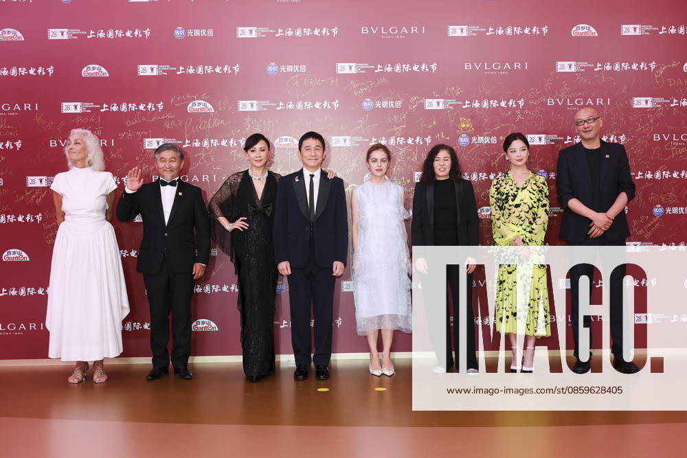 Jury members actor Tony Leung Chiu-wai and his wife Carina Lau Kar-ling, producer Dora Bouchoucha Fourati, director Guan Hu, director Aktan Abdykalykov, director-screenwriter Dea Kulumbegashvili, screenwriter Fernanda Valadez and actress Xin Zhilei arrive at the red carpet of the closing ceremony for the 28th Shanghai International Film Festival on June 20, 2026 in Shanghai, China.