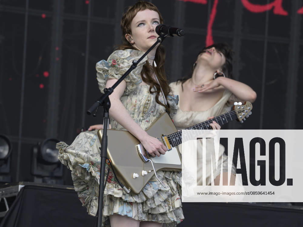 Musical Festival in Glasgow, UK - 20 Jun 2026 Emily Roberts and Abigail Morris of The Last Dinner Party perform live on stage at Glasgow Green. Glasgow United Kingdom