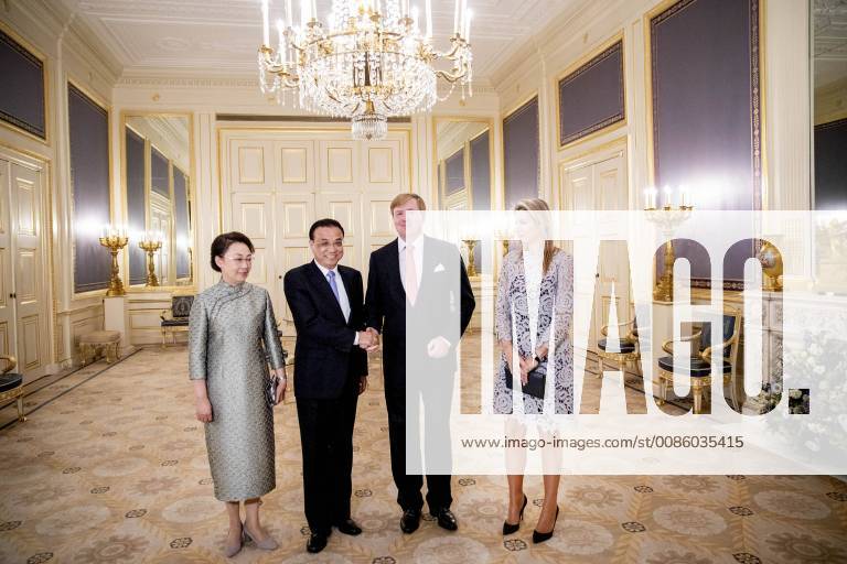 The Hague Queen Maxima and King Willem-Alexander during an audience with prime minister li Keqiang and Ms. Cheng Hong of China at palace Noordeinde in The Hague.