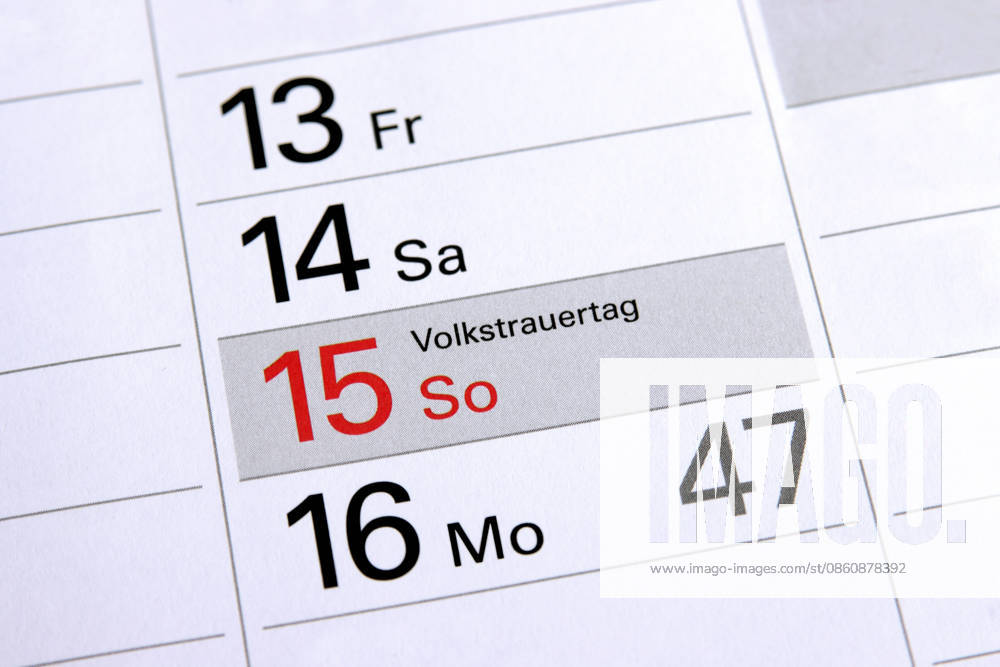Kalenderblatt mit dem 15. November, Volkstrauertag calendar sheet for November 15, Volkstrauertag BLWS749603
