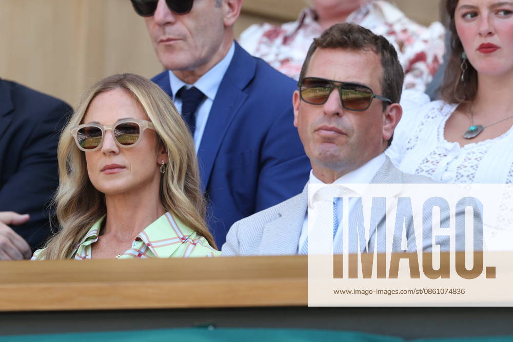 . 08 07 2026. London, United Kingdom. Queen Camilla, Peter Phillips and Harriet Sperling in the Royal Box on day ten of the Wimbledon Tennis Championships in London. xStephenxLockx xi-Imagesx IIM-26894-0045