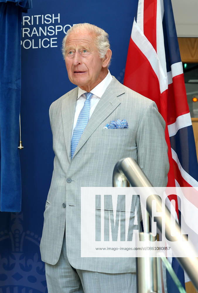 King Charles III Opens Headquarters Of The British Transport Police LONDON, ENGLAND - JULY 08: King Charles III smiles ahead of unveiling a plaque during the official opening of the British Transport Police Headquarters on July 08, 2026 in London, England. During the engagement, His Majesty met British Transport Police (BTP) officers and first responders who attended the scene after the Bedford train crash on June 19., Credit:Shane Anthony Sinclair PA ROTA - B68 Avalon United Kingdom, England, London