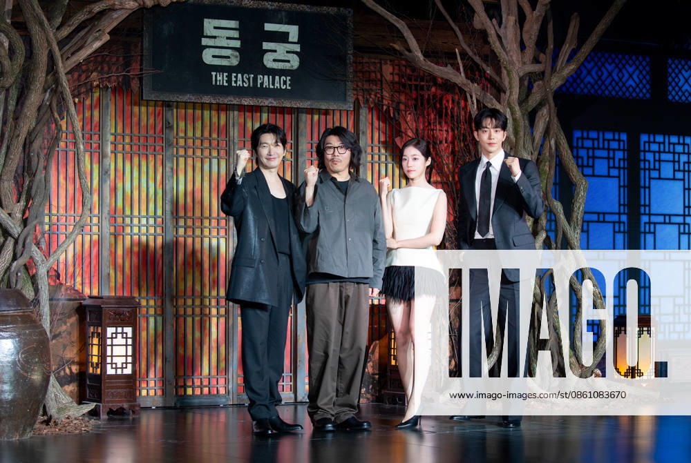 Jo Seung-Woo, Choi Jung-Kyu, Roh Yoon-Seo and Nam Joo-Hyuk, July 8, 2026 : Director Choi Jung-Kyu (2nd L) with cast members (L-R) Jo Seung-Woo, Roh Yoon-Seo and Nam Joo-Hyuk at a press conference for the upcoming Netflix original series The East Palace in Seoul, South Korea. The action-packed eight-episode period drama follows a man with the unique ability to cross over into the spirit realm and a court lady harboring a mysterious past. Summoned by the king, the duo is tasked with untangling dangerous histories to uncover a secret buried in the very heart of the palace. The series will be released on July 17. aflo_337318253