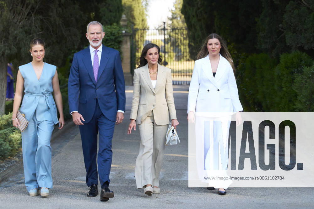 Zaragoza Princess Sofia with Princess Leonor and Queen Letizia and King Felipe during attending the Docentes Referentes event by Ibercaja Foundation in Zaragoza. No Spain Â