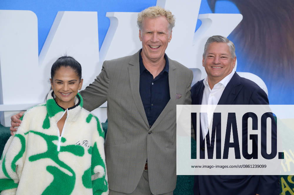 The Hawk Premiere - Los Angeles, USA LOS ANGELES, USA. July 09, 2026: Bela Bajaria, Will Ferrell & Ted Sarandos at the premiere for The Hawk at the Directors Village in Westwood. Los Angeles CA USA