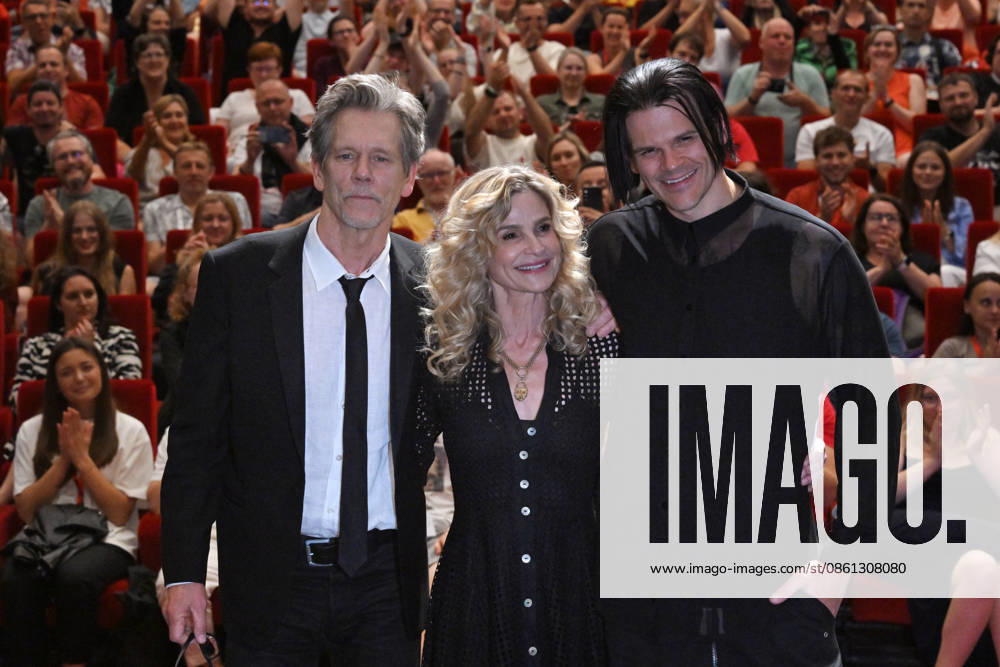 The 60th Karlovy Vary International Film Festival continued on July 10, 2026, in Karlovy Vary, Czech Republic. American actor and director Kevin Bacon (left), his wife, actress Kyra Sedgwick (middle), and son, musician and actor Travis (right), presented the film Family Movie in the Great Hall of the Thermal Hotel. (CTKxPhoto SlavomirxKubes) CTKPhotoP2026071008673 CTKPhotoP2026071008673