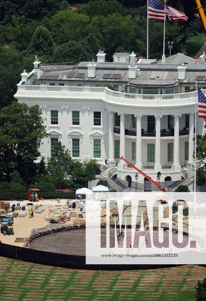 WASHINGTON, D.C. - JULY 11: View of the White House Helipad Construction on July 11, 2026 in Washington, D.C.