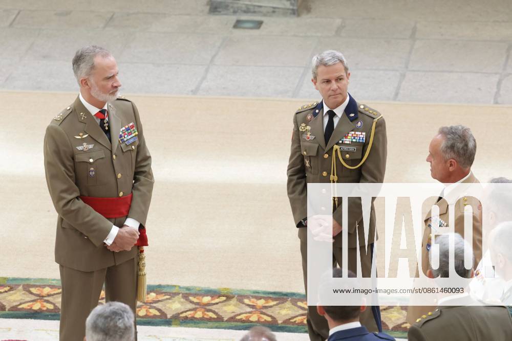 King Felipe during an audience with Grupo de Generales de Division, Grupo de Coroneles y Capitanes de Navio in Madrid. Â