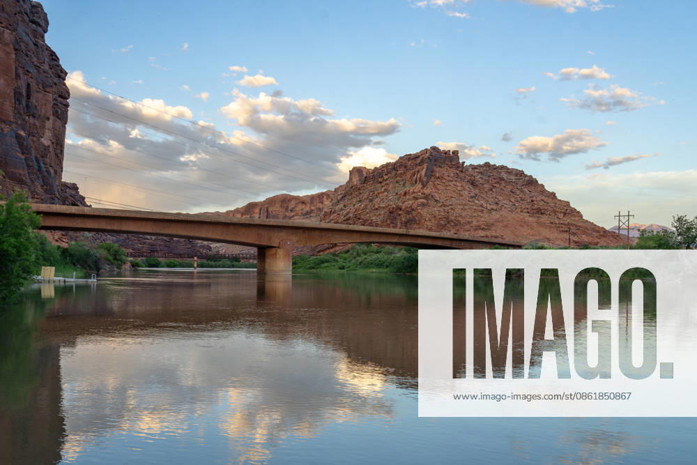 Bridges across the Colorado River at Moab, Utah. Moab Colorado River Utah United States