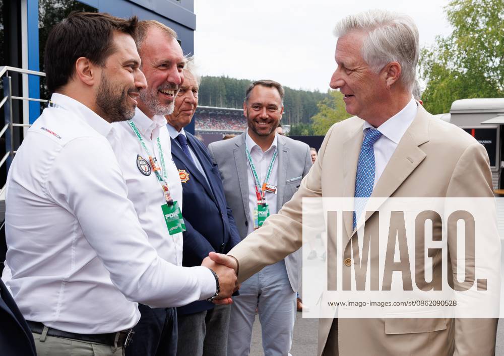 Entertainment Themen der Woche KW29 Vice-president of the Societe Spa Grand Prix Georges-Louis Bouchez, Chairman of Spa Grand Prix Melchior Wathelet, Belgian Foreign Minister Maxime Prevot and King Philippe - Filip of Belgium pictured during a royal visit to the Grand Prix F1 of Belgium race, in Spa-Francorchamps, Sunday 19 July 2026. The Spa-Francorchamps Formula One Grand Prix takes place this weekend, from July 17th to July 19th. BENOITxDOPPAGNE 181486786
