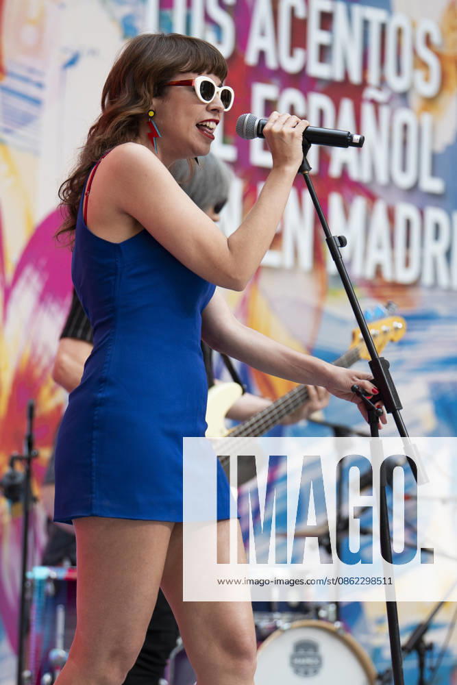 Singer Natalia Garcia Poza known artistically as Nat Simons performs during the presentation of Hispanicity 2026 at the Casa de Correos. Madrid Spain - ZUMAs197 20260721_aaa_s197_003