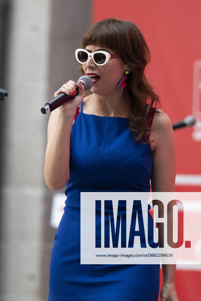 Singer Natalia Garcia Poza known artistically as Nat Simons performs during the presentation of Hispanicity 2026 at the Casa de Correos. Madrid Spain - ZUMAs197 20260721_aaa_s197_006