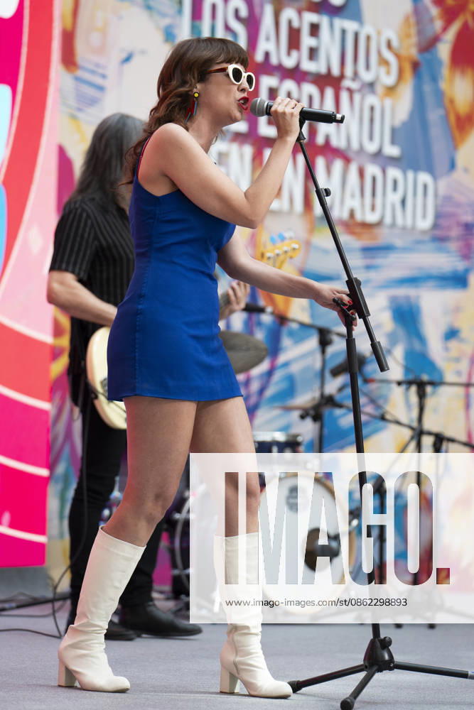 Singer Natalia Garcia Poza known artistically as Nat Simons performs during the presentation of Hispanicity 2026 at the Casa de Correos. Madrid Spain - ZUMAs197 20260721_aaa_s197_010