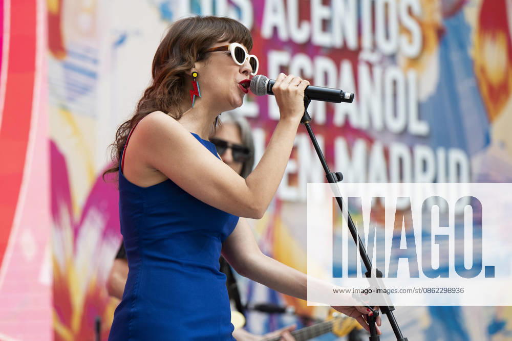 Singer Natalia Garcia Poza known artistically as Nat Simons performs during the presentation of Hispanicity 2026 at the Casa de Correos. Madrid Spain - ZUMAs197 20260721_aaa_s197_012