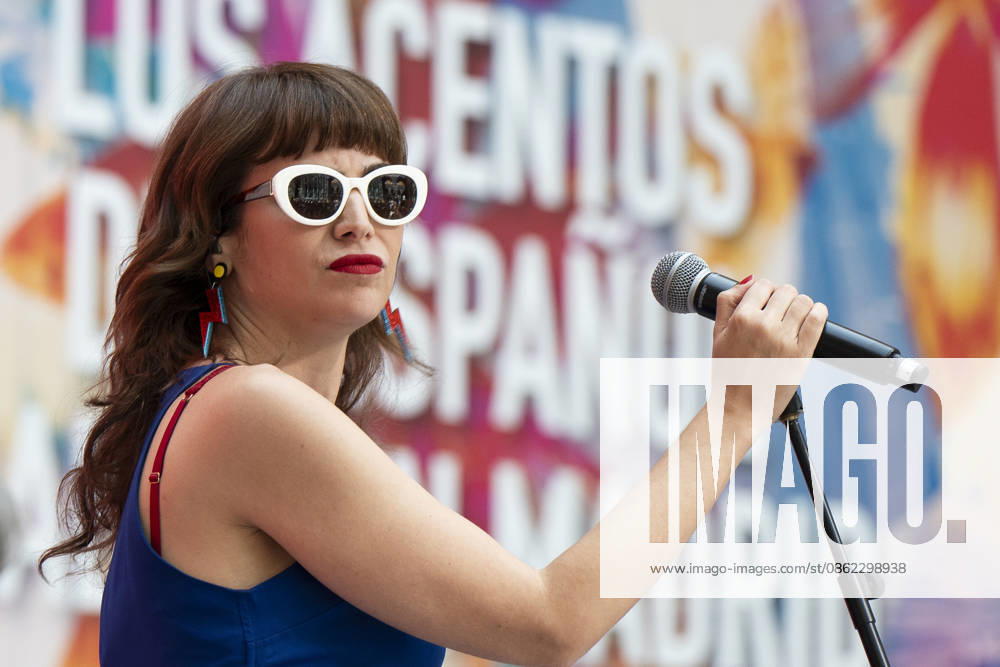 Singer Natalia Garcia Poza known artistically as Nat Simons performs during the presentation of Hispanicity 2026 at the Casa de Correos. Madrid Spain - ZUMAs197 20260721_aaa_s197_013