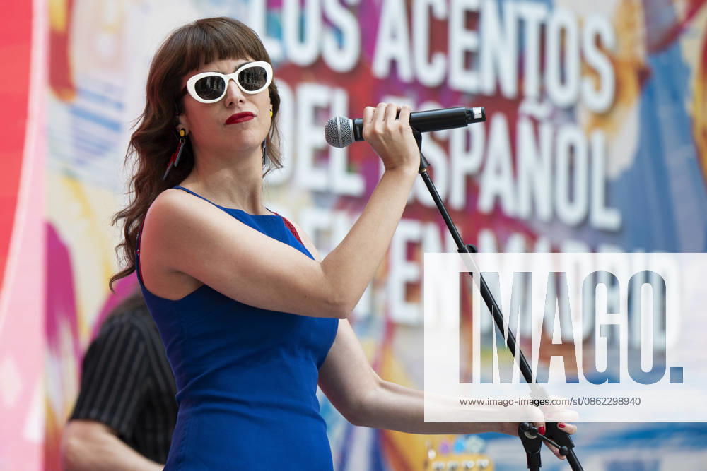 Singer Natalia Garcia Poza known artistically as Nat Simons performs during the presentation of Hispanicity 2026 at the Casa de Correos. Madrid Spain - ZUMAs197 20260721_aaa_s197_014