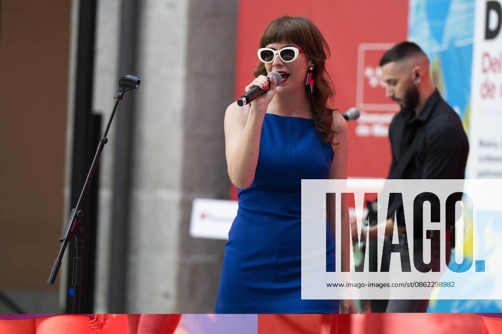 Singer Natalia Garcia Poza known artistically as Nat Simons performs during the presentation of Hispanicity 2026 at the Casa de Correos. Madrid Spain - ZUMAs197 20260721_aaa_s197_016
