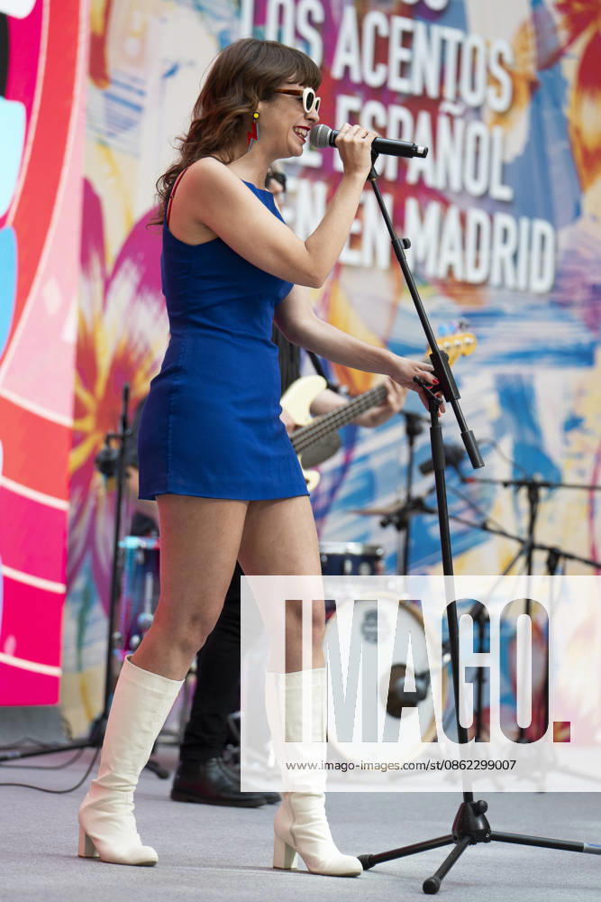 Singer Natalia Garcia Poza known artistically as Nat Simons performs during the presentation of Hispanicity 2026 at the Casa de Correos. Madrid Spain - ZUMAs197 20260721_aaa_s197_019