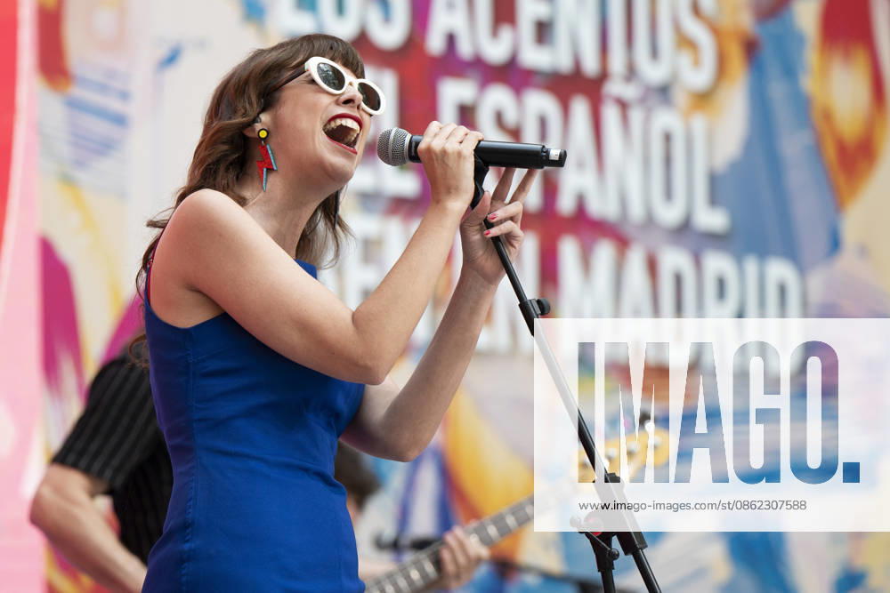 Singer Natalia Garcia Poza, known artistically as NAT SIMONS, performs during the presentation of Hispanicity 2026 at the Casa de Correos in Madrid. Madrid Spain - ZUMAs197 20260721_aaa_s197_018
