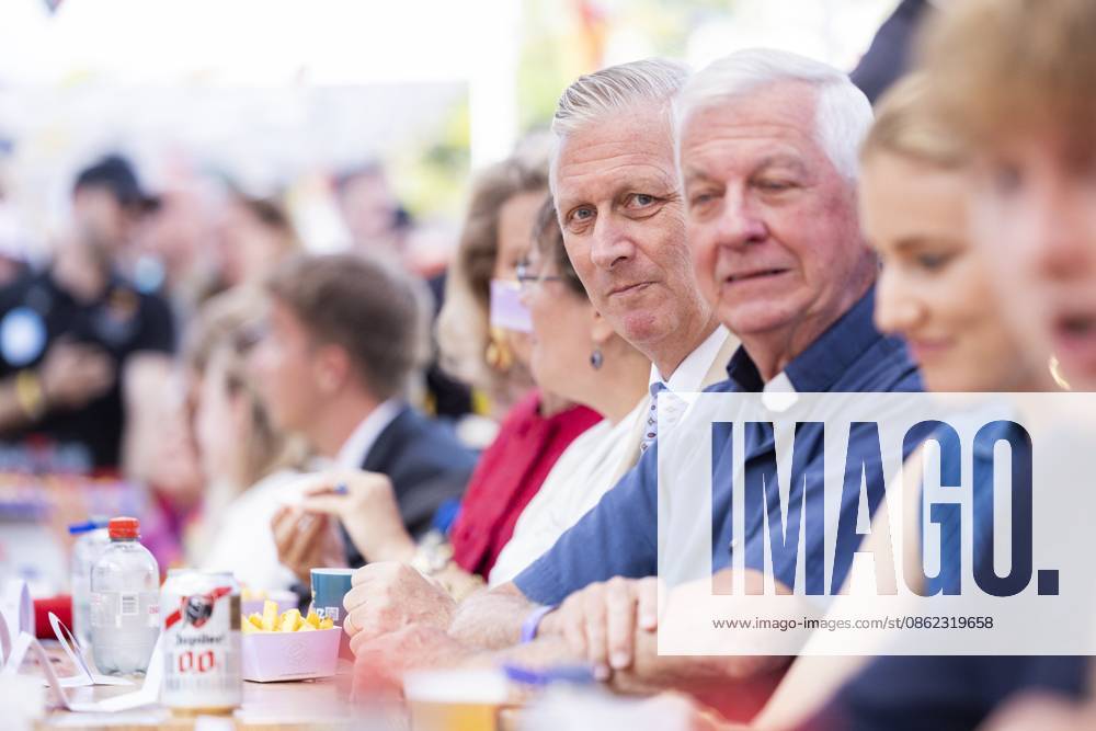 Resto National - National Day 2026 BRUSSELS, BELGIUM - JULY 21 : King Philippe of Belgium, Queen Mathilde of Belgium, Prince Emmanuel of Belgium, Prince Gabriel of Belgium, Princess Eleonore of Belgium, Princess Elisabeth of Belgium attend the Tout le Monde à Table (Everyone to the Table), a Resto National initiative at Place du Jeu de Balle for the national Day 2026 on July 21, 2026 in Brussels, Belgium, 21 07 2026 Brussels Belgium