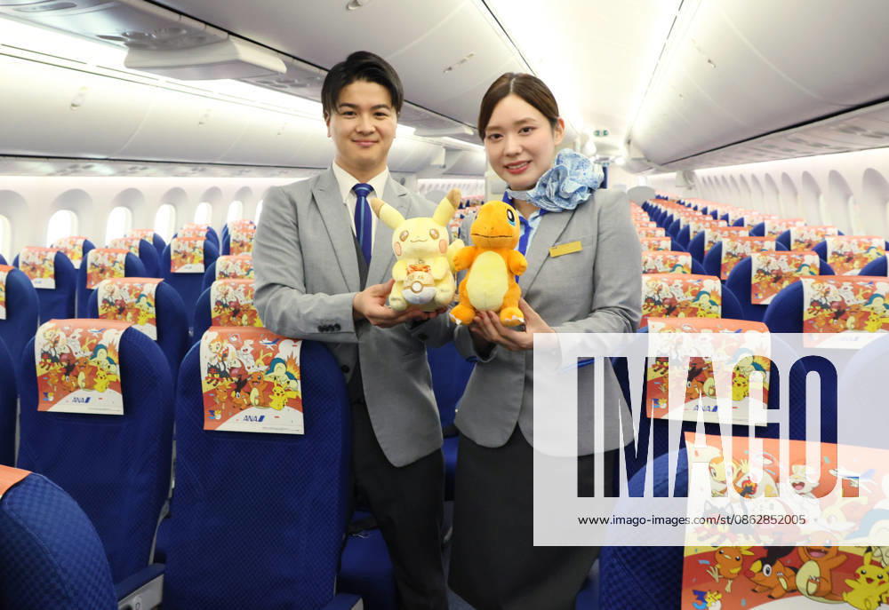 Tokyo, Japan - Japan s largest air carrier All Nippon Airways (ANA) displays the special designed aircraft with Pokemon characters Red Pokemon Jet to mark the 30th annivrersary of the partnership of ANA and Pokemon at the ANA hangar near the Haneda airport in Tokyo on Tuesday, July 28, 2026. ANA will start domestic flight services of Red Pokemon Jet from July 29. (photo by Yoshio Tsunoda AFLO) aflo_339375450